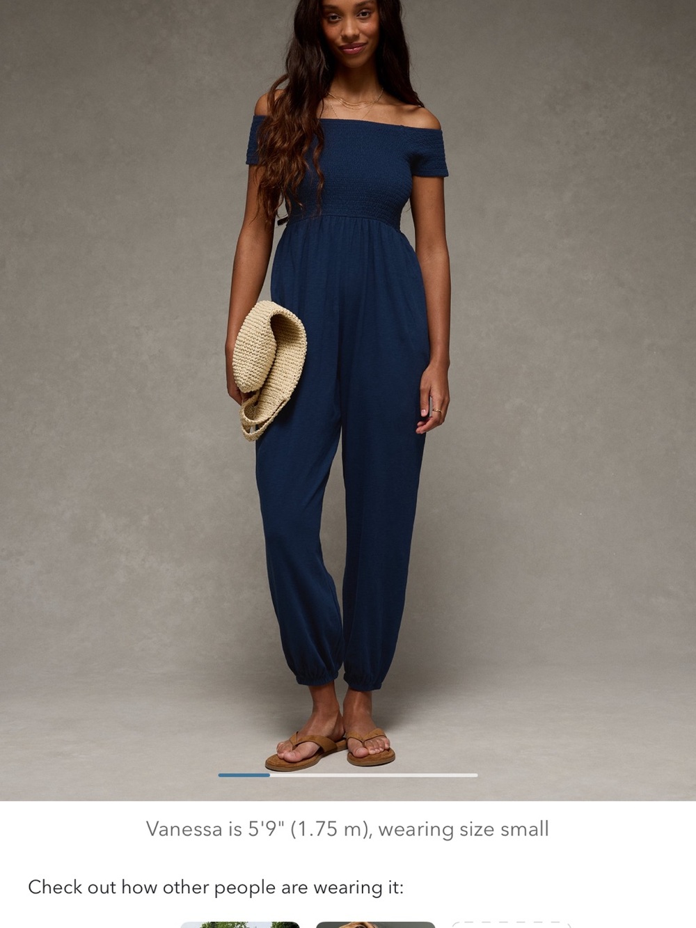 American Eagle Outfitters Navy Off-The-Shoulder Jumpsuit New without Tags